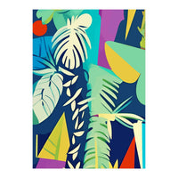 Tropical Wilderness, Abstract Botanical Jungle Plants, Pop of Color Eclectic Shapes Nature (Print Only)