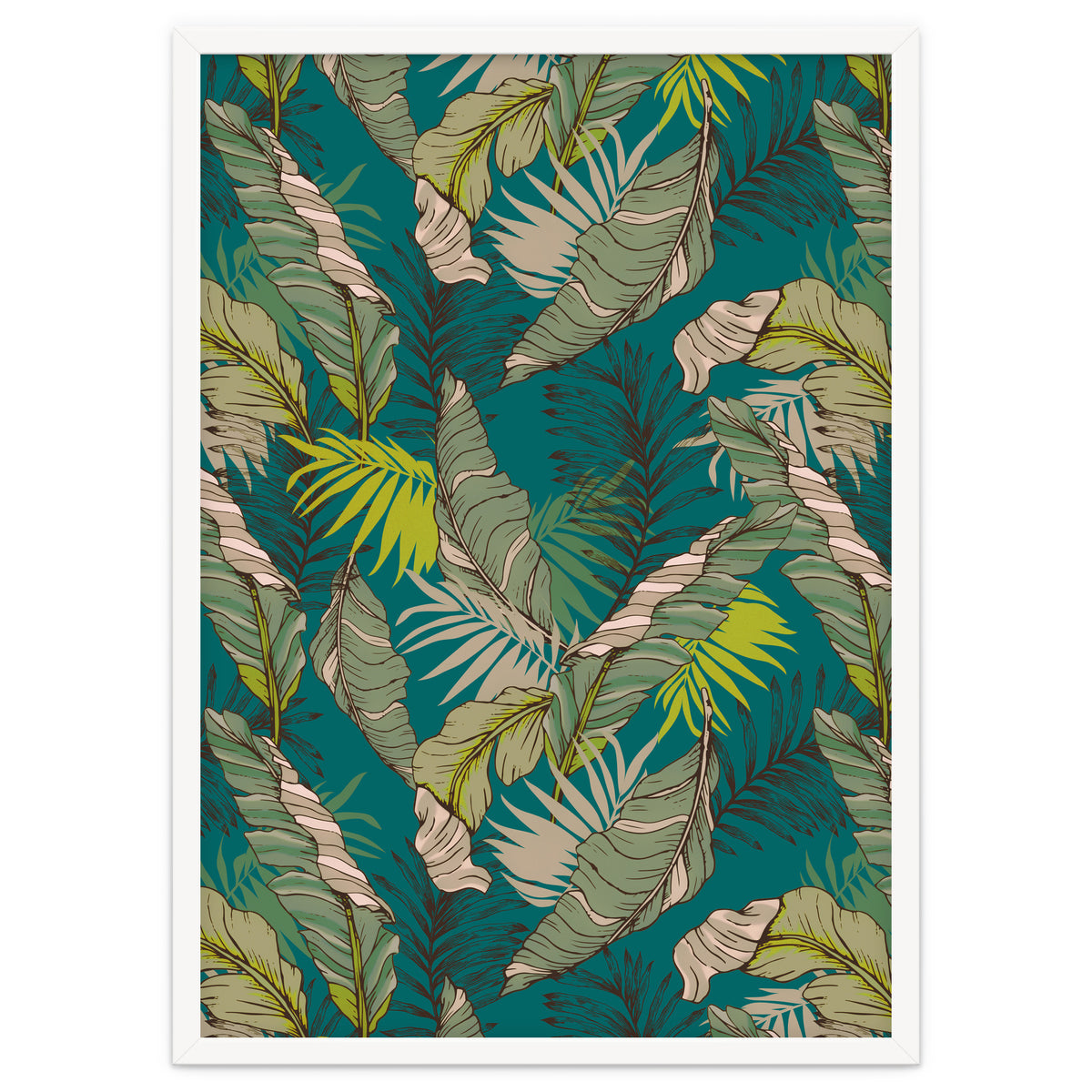 Drawing of wild tropical jungle