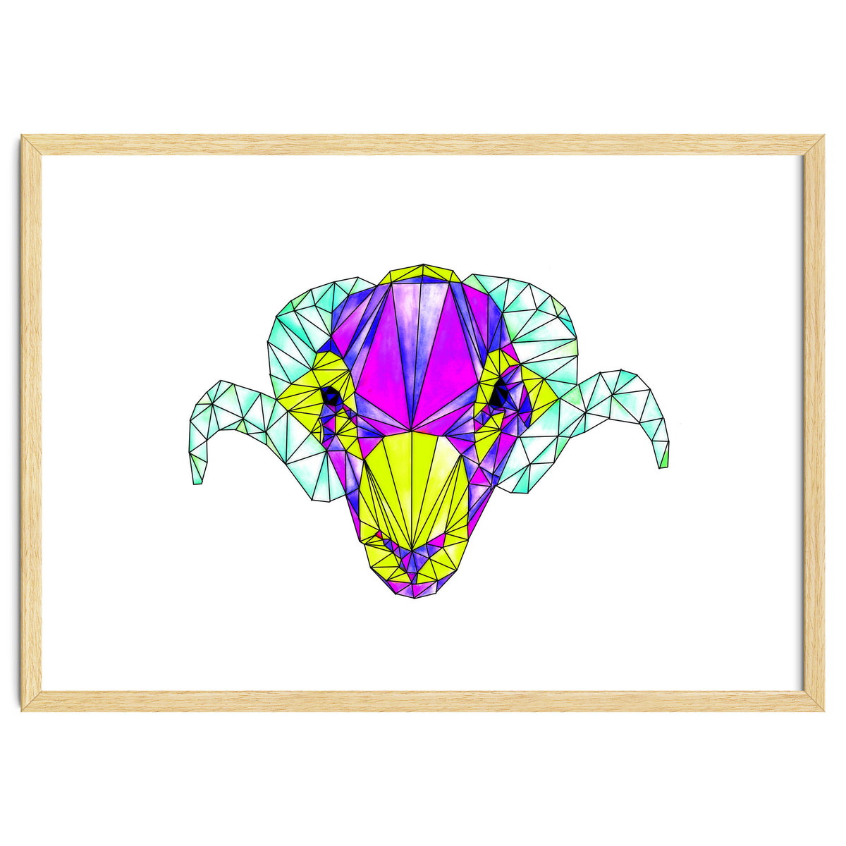 Colourful Geometric Swaledale Sheep Tup with Black Lines