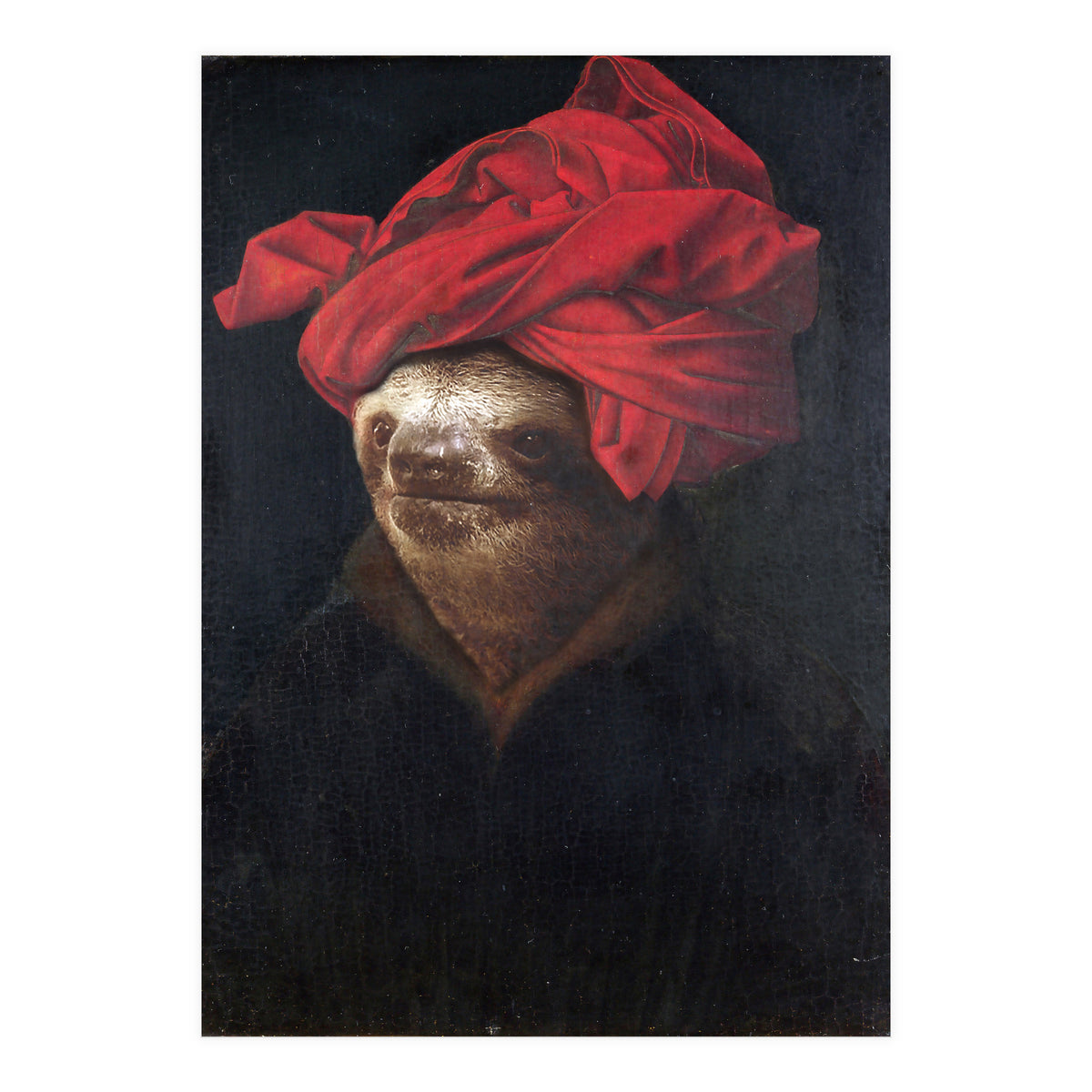 Sloth With Red Turban (Print Only)