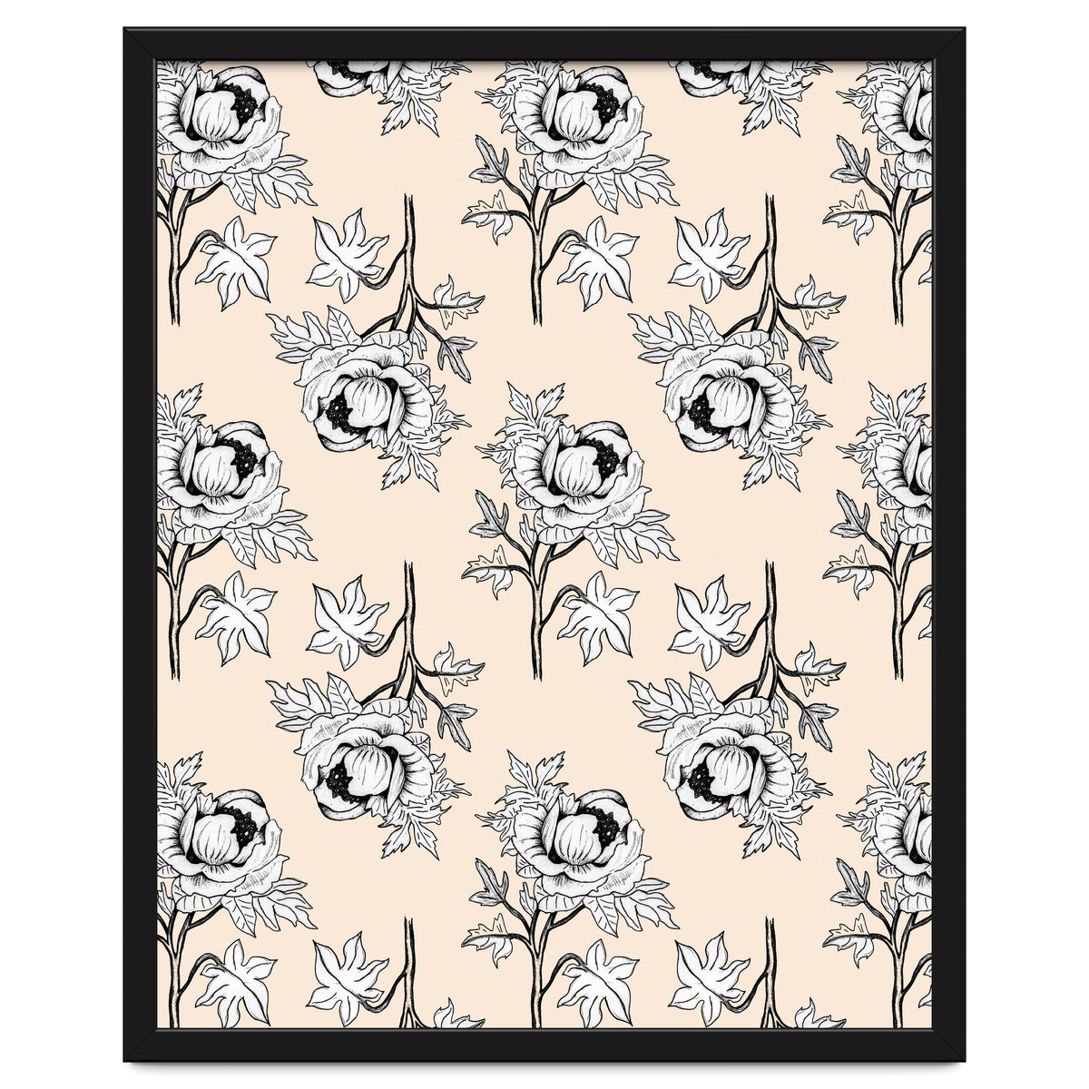 Drawing pattern of roses to pencil on beige