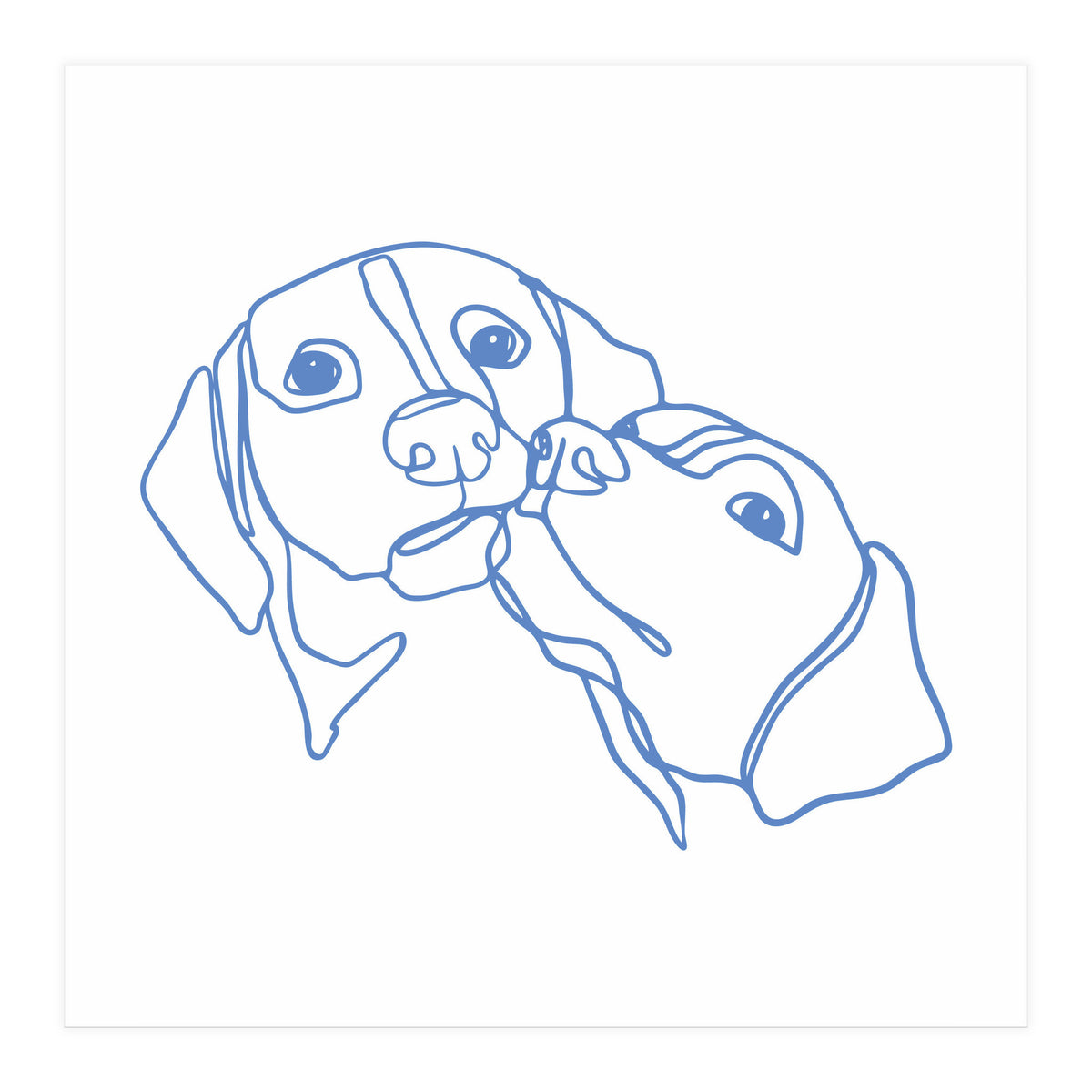 One Line Art Dogs Couple  (Print Only)
