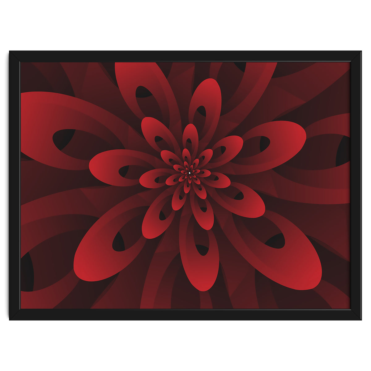 Abstract Digital Modern Red Floral 3D ART