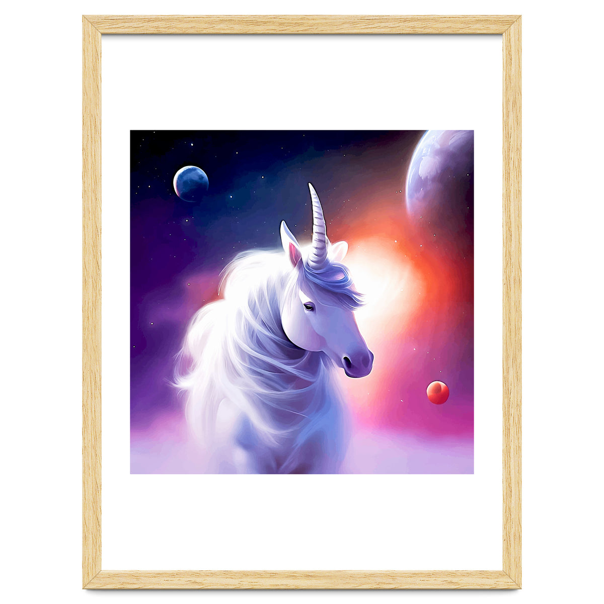 Space Unicorn, Fantasy Surrealism Sci-fi, Animals Horse Planets Digital, Moon Stars