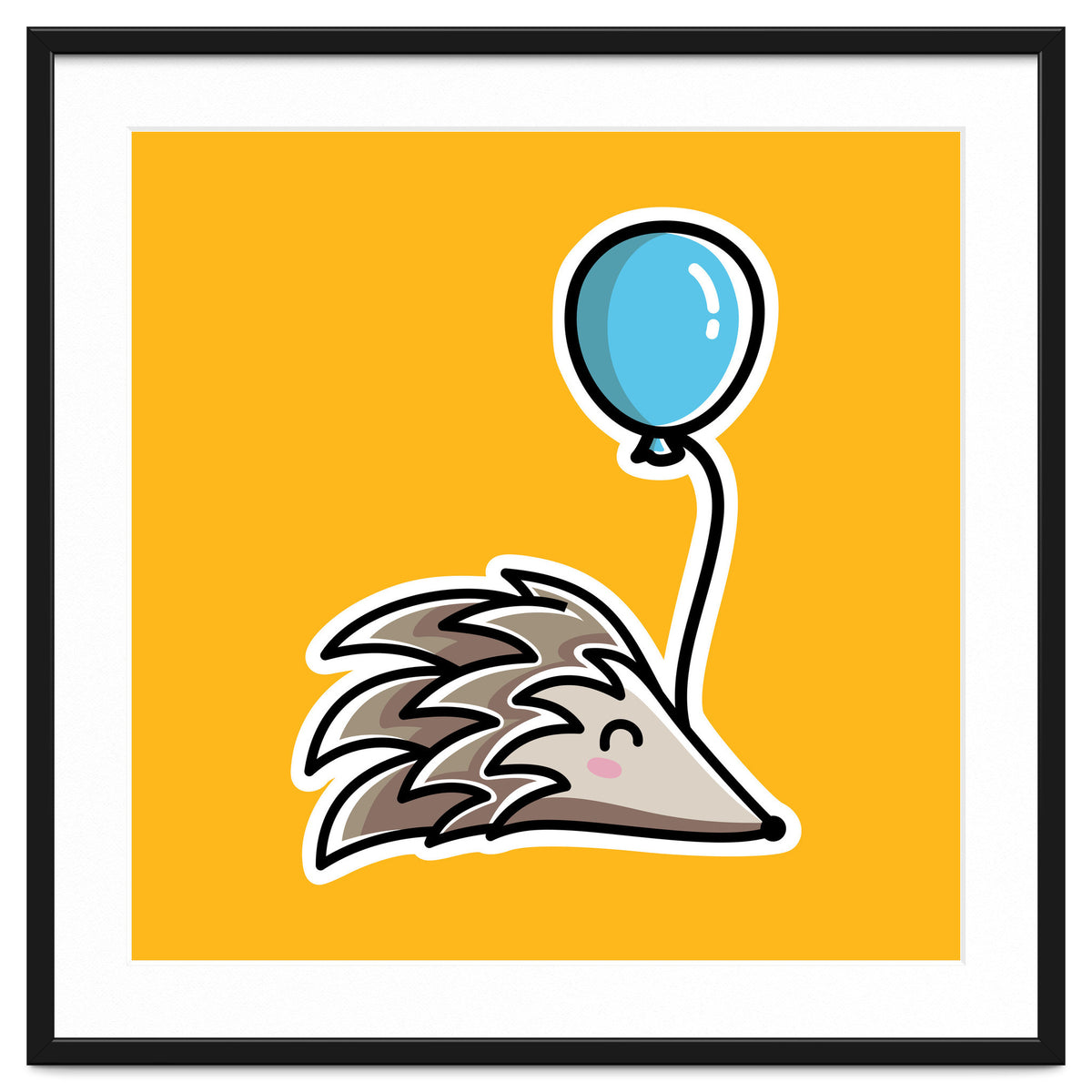 Kawaii Cute Hedgehog With Balloon