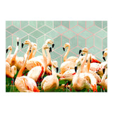 Flamingle Abstract Digital, Flamingo Wildlife Painting, Birds Geometric Collage  (Print Only) thumbnail