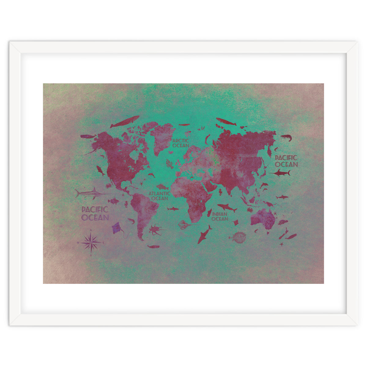 World Map text green