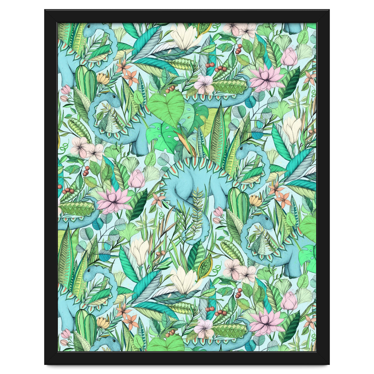 Improbable Botanical with Dinosaurs - soft pastels