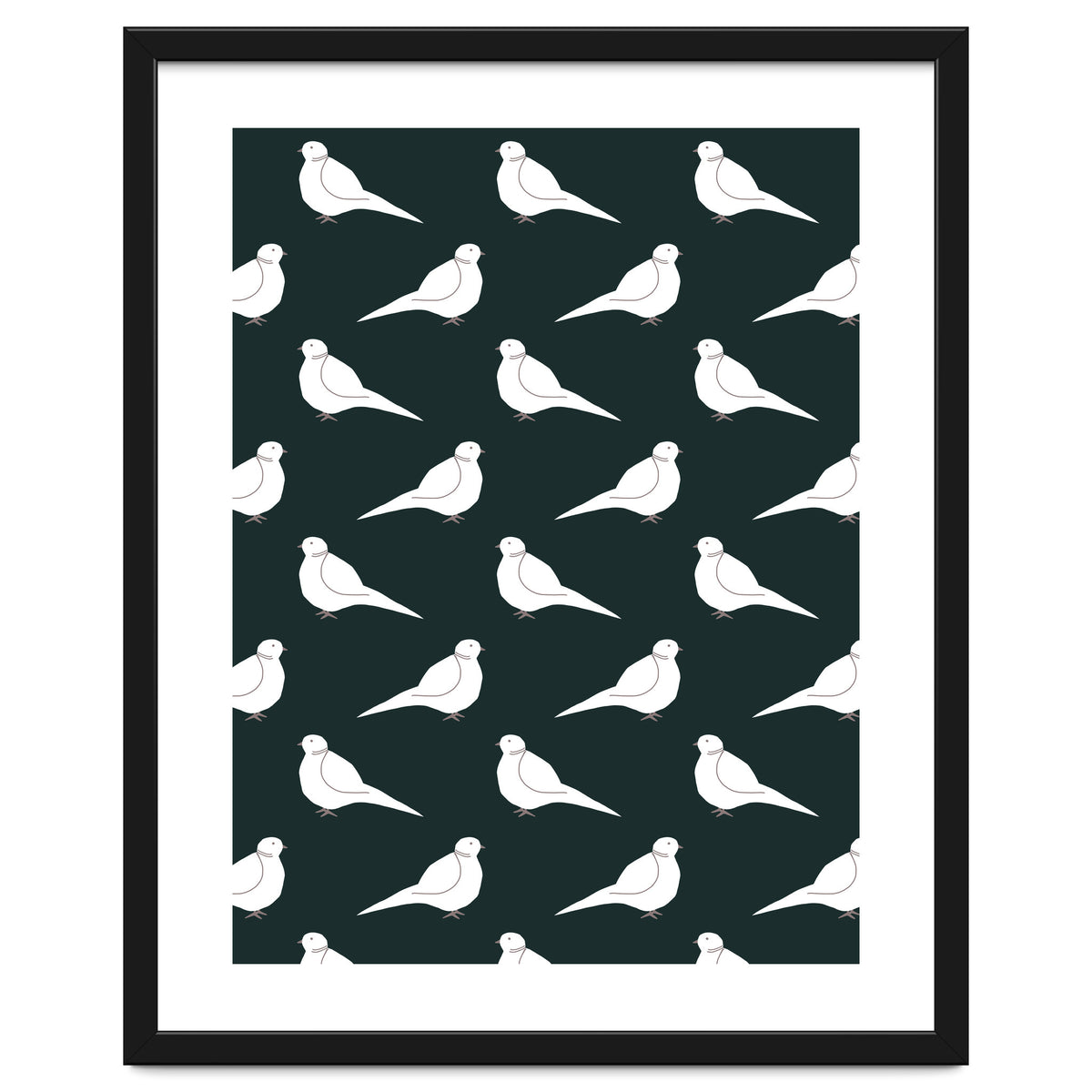 White Bird Pattern On Black