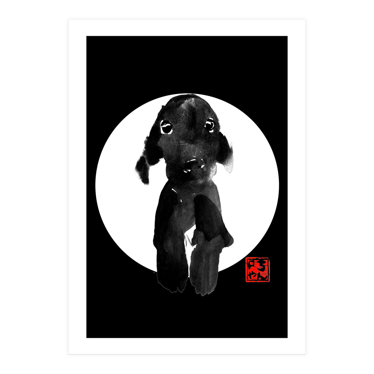 cute dog in white (Print Only)