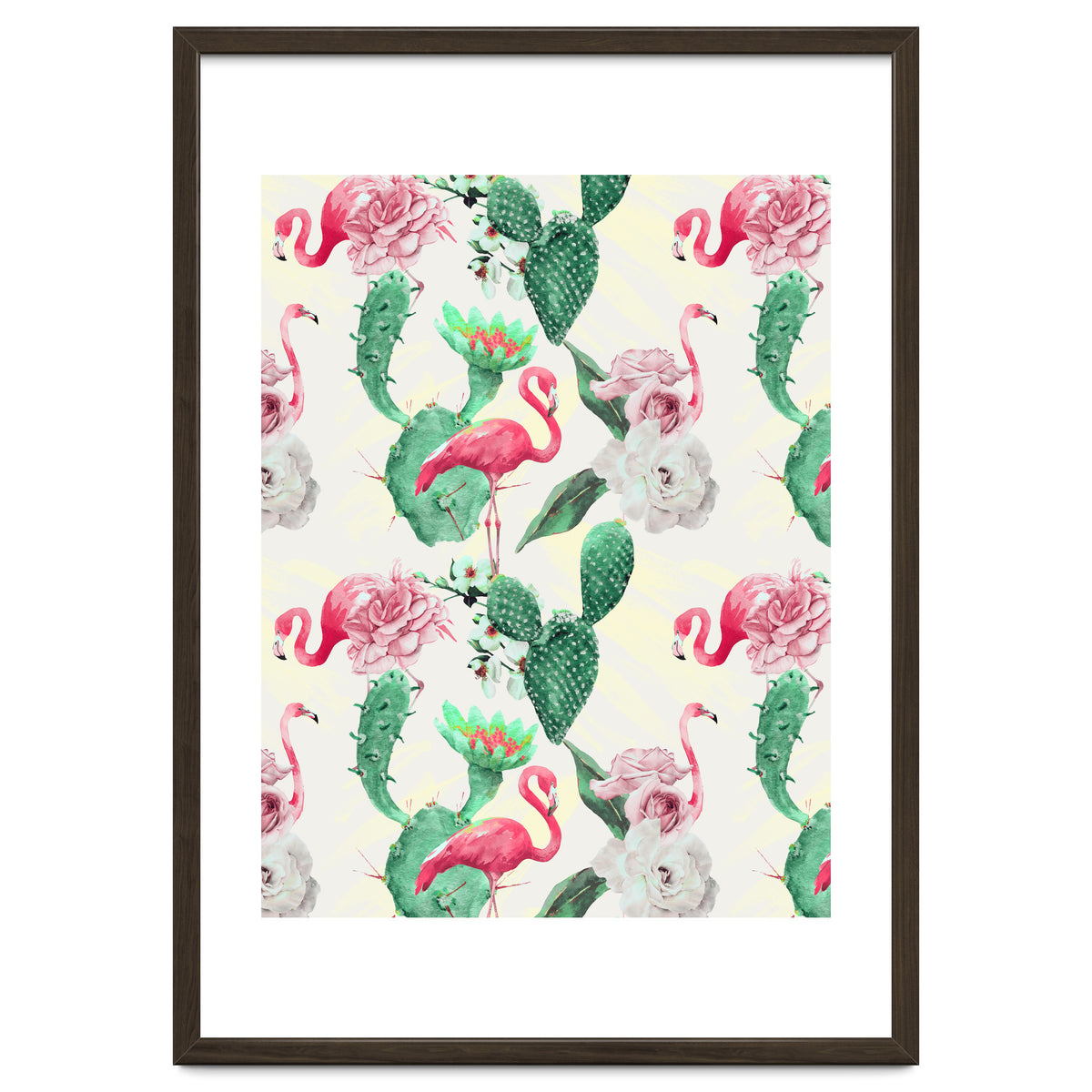 Flamingos, geometric and flowers