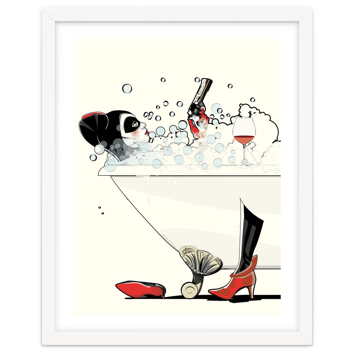 Harley Quinn in the Bath, funny Bathroom Humour