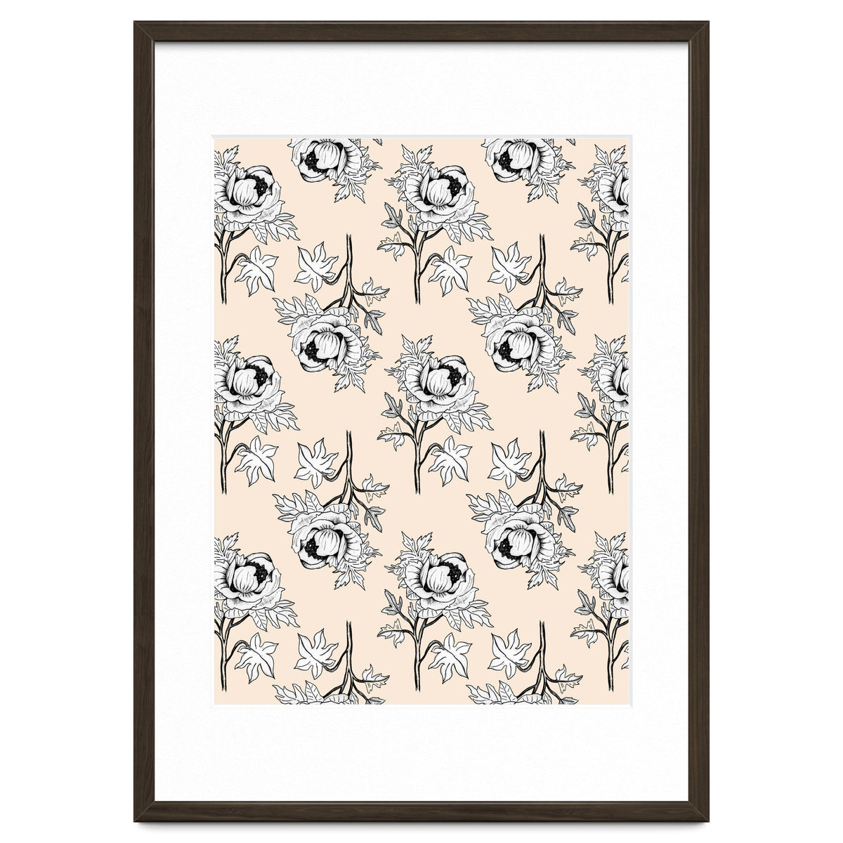 Drawing pattern of roses to pencil on beige