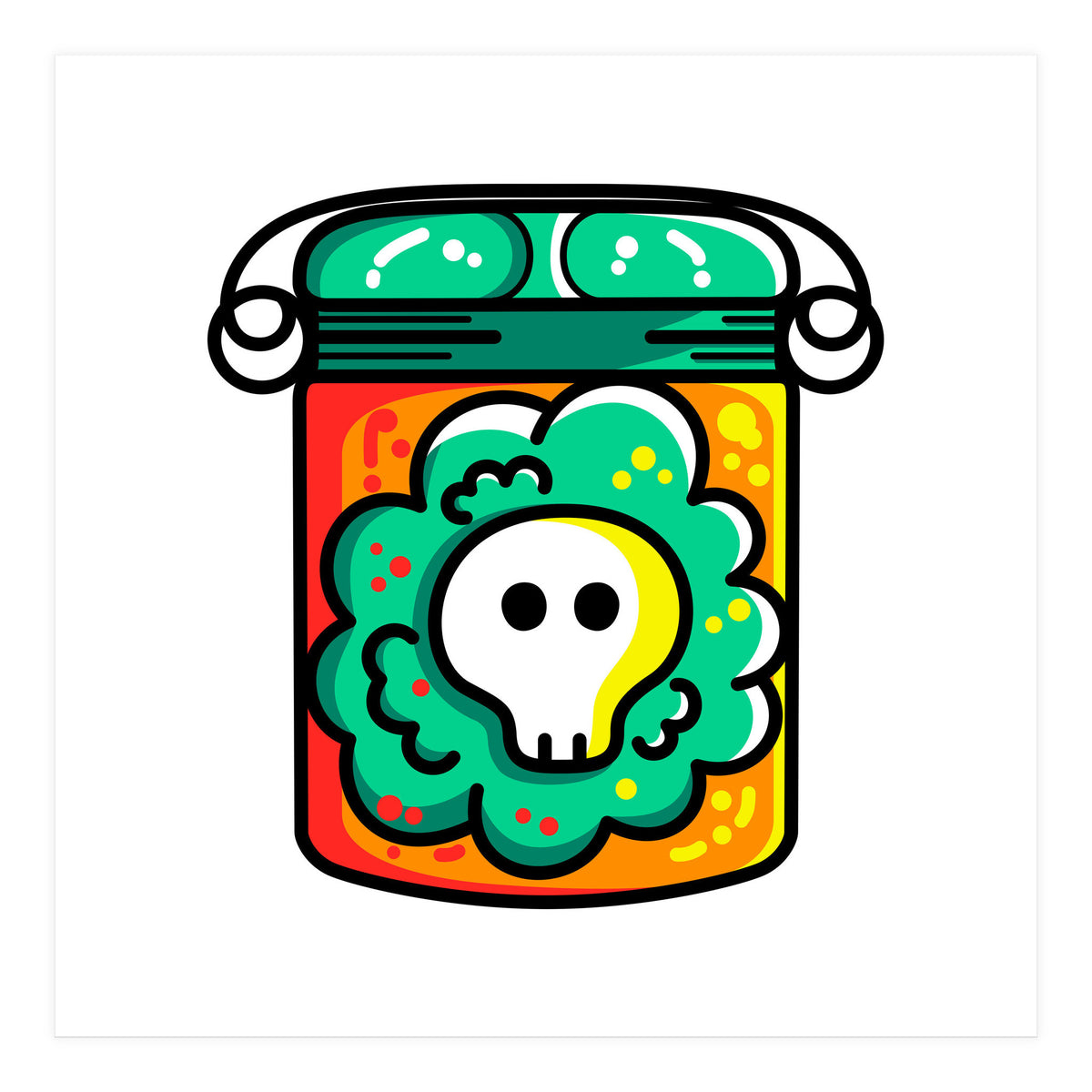 Kawaii Cute Skull In A Jar (Print Only)