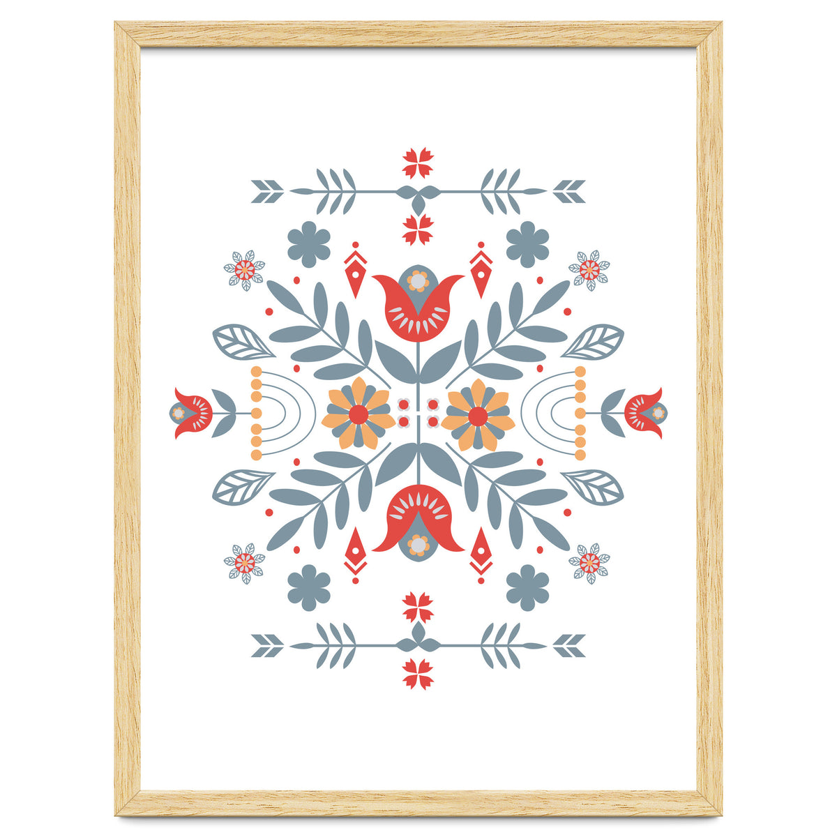 Scandinavian Folk Retro Flower Pattern