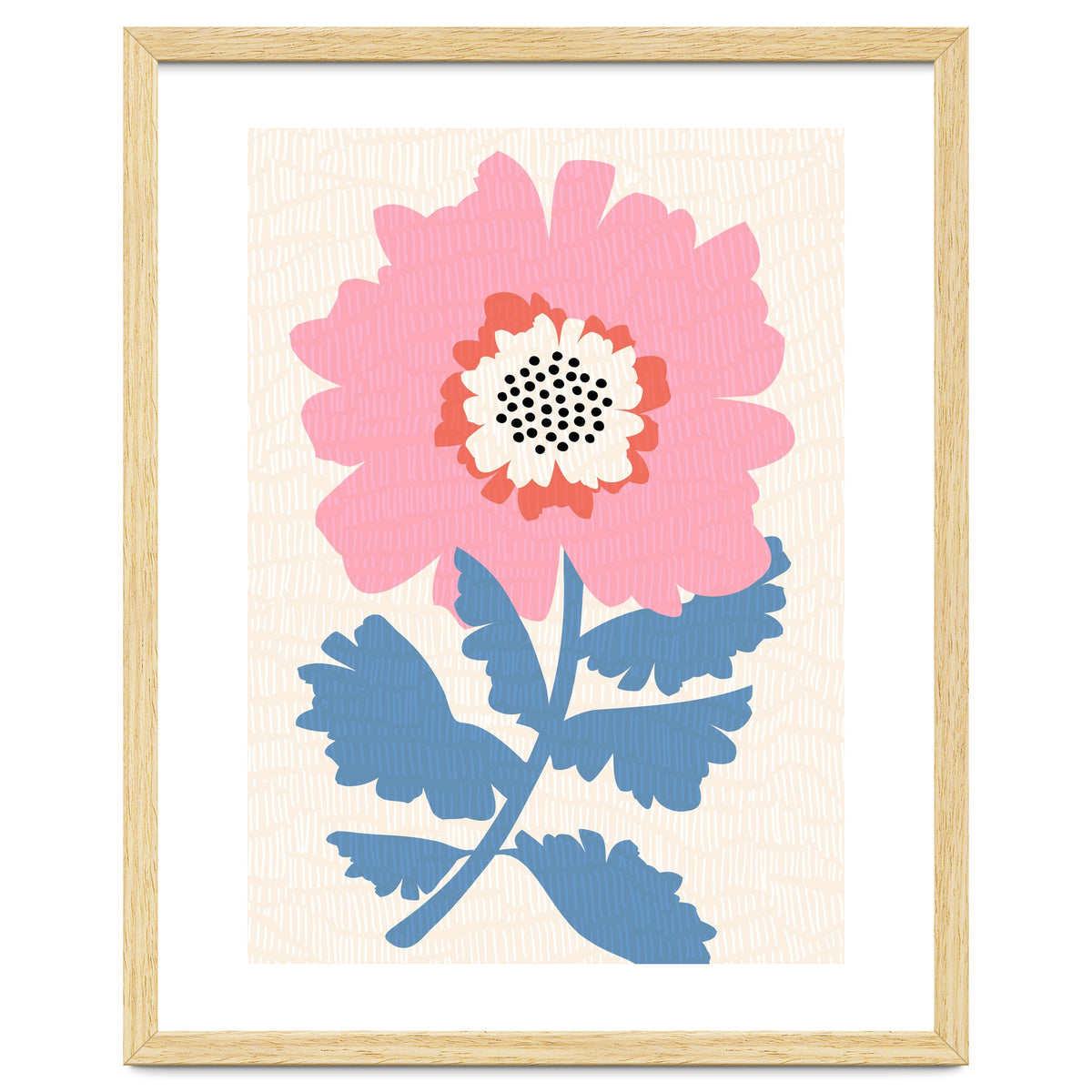 Pink Modern Folk Art Flower