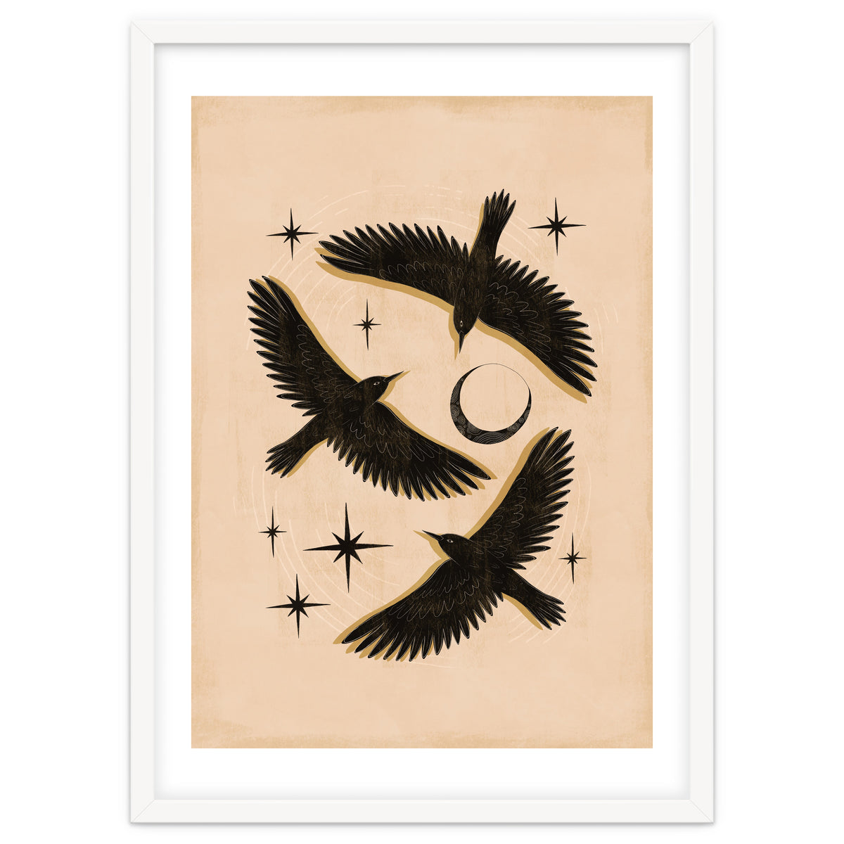 Black Birds Flying With The Moon