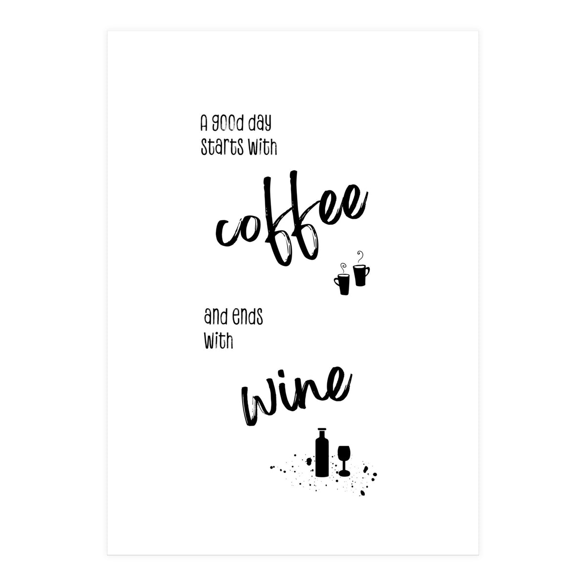 A good day starts with coffee and ends with wine (Print Only)