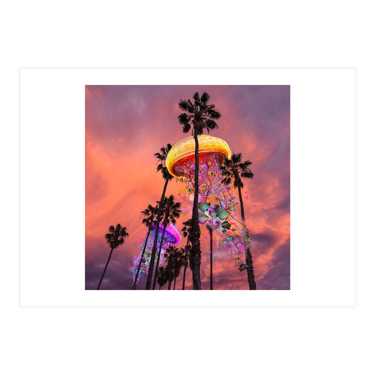 Electric Jellyfish in Palm Trees  (Print Only)
