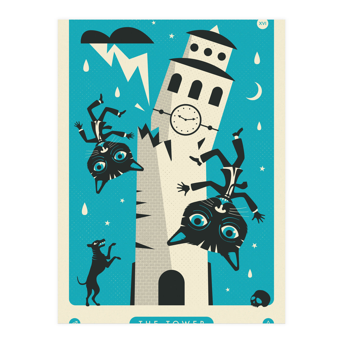 TAROT CARD CAT: THE TOWER (Print Only)