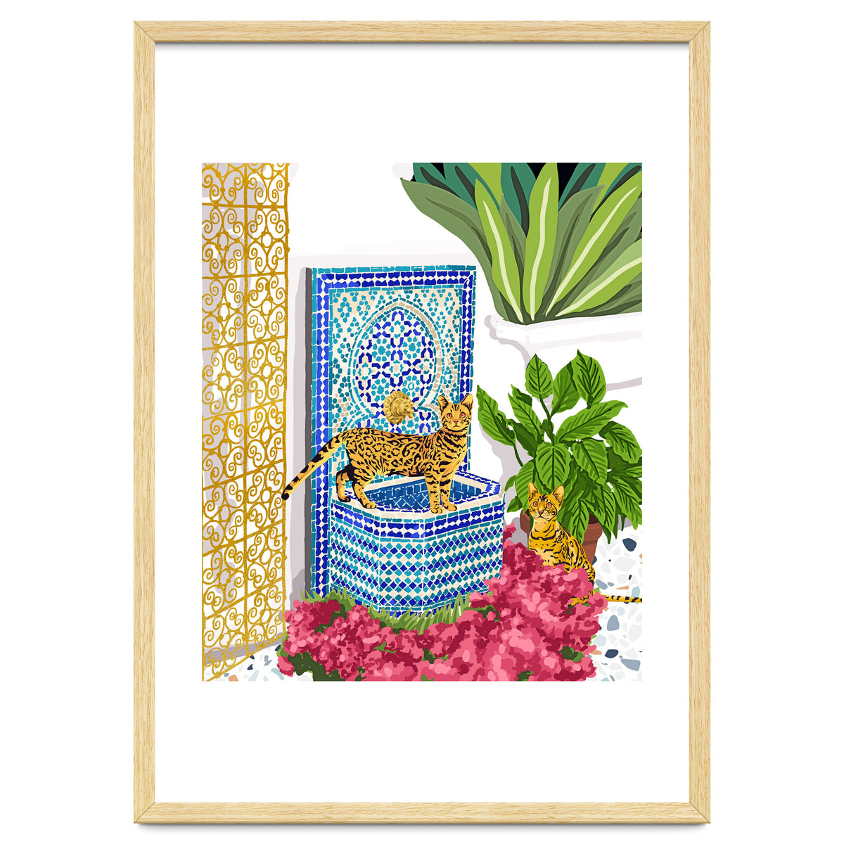 Royal Bengal Cats | Palace Pets & Architecture Building | Exotic Travel Urban Jungle Terrazzo Tiles