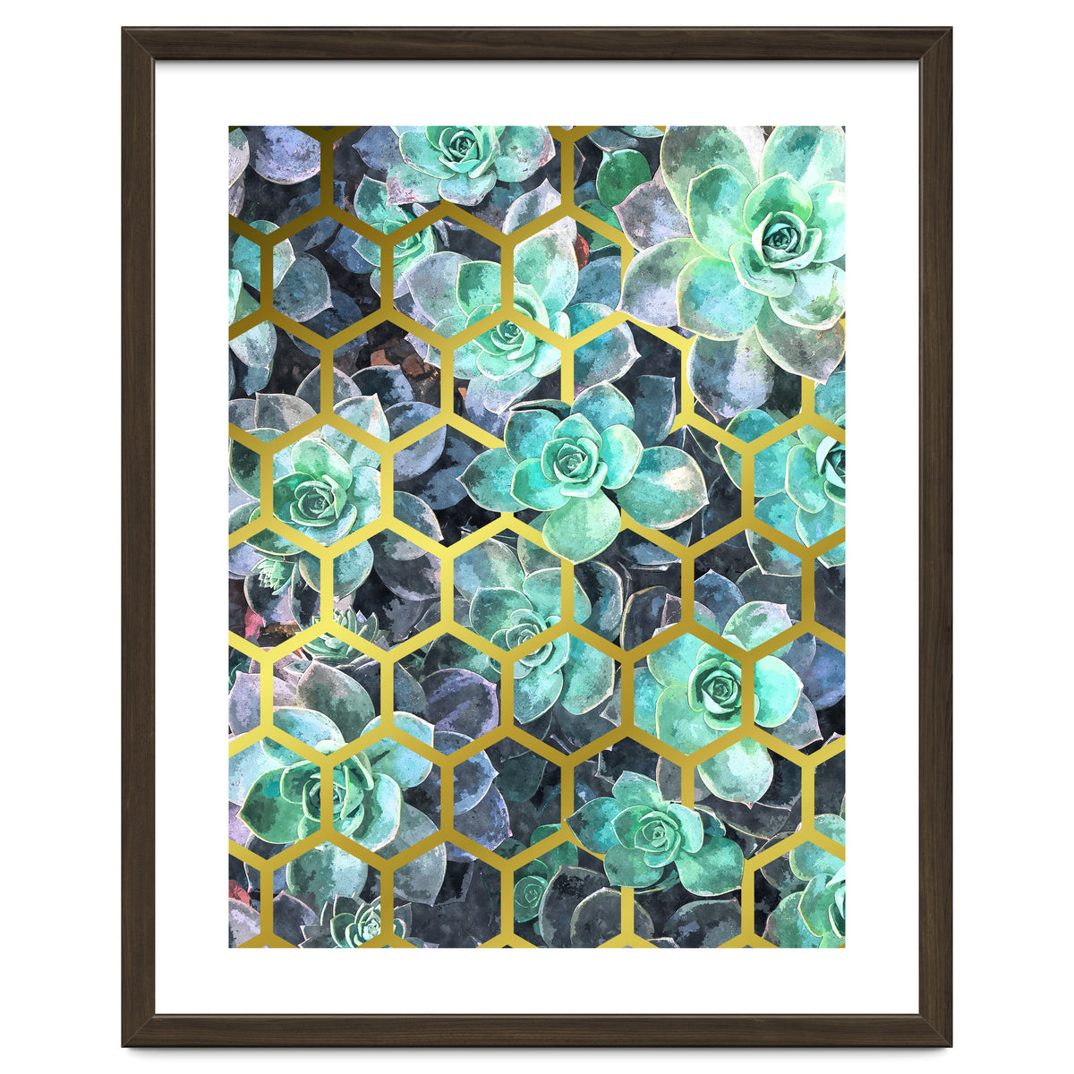 Succulents and Gold Geometric