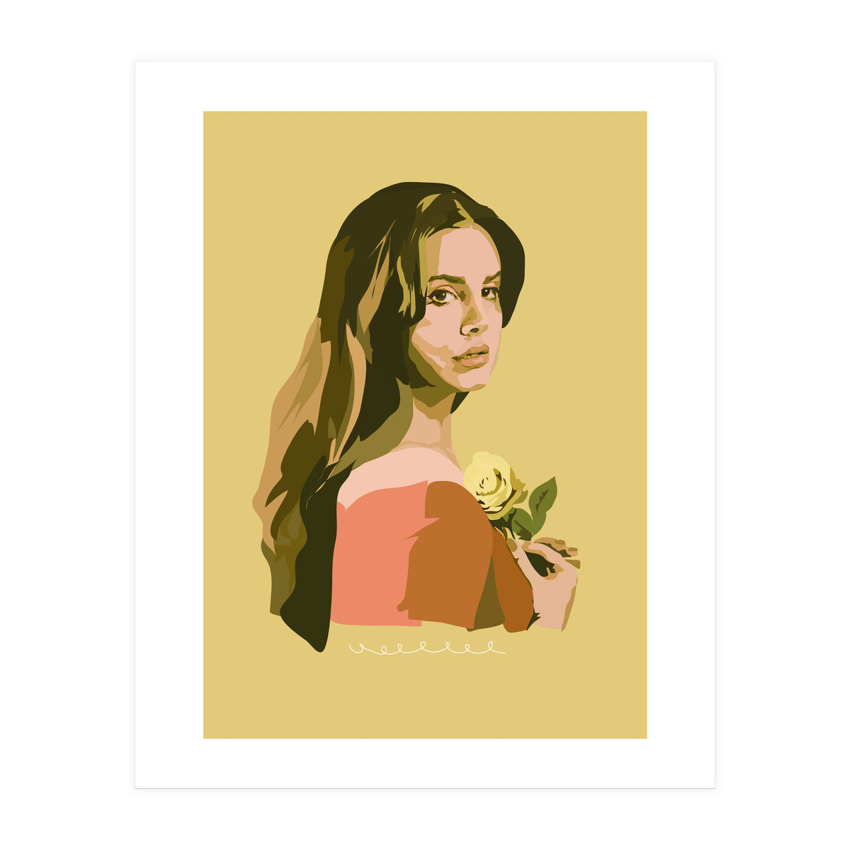 Lana Del Rey With Rose (Print Only)