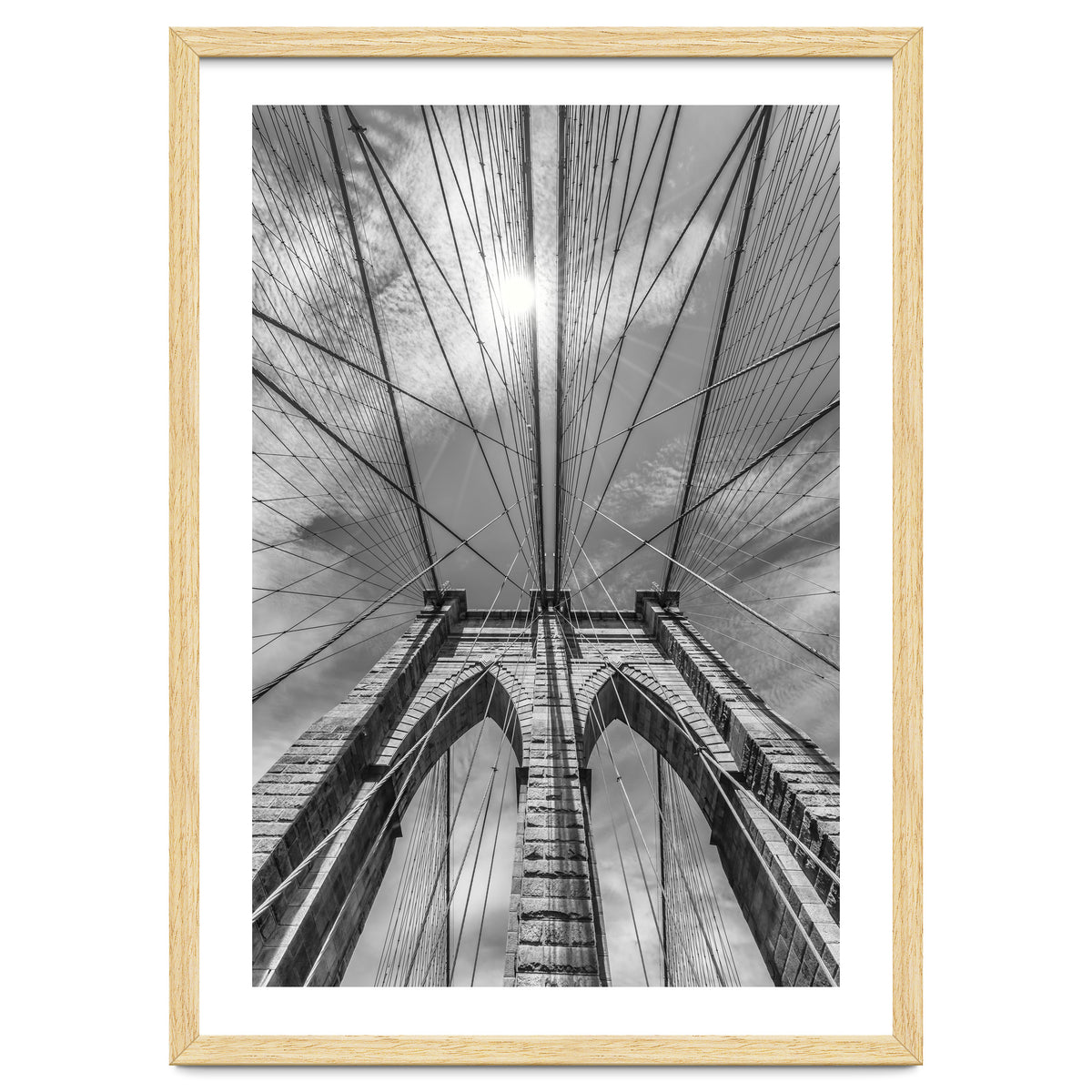 NEW YORK CITY Brooklyn Bridge in Detail | monochrome