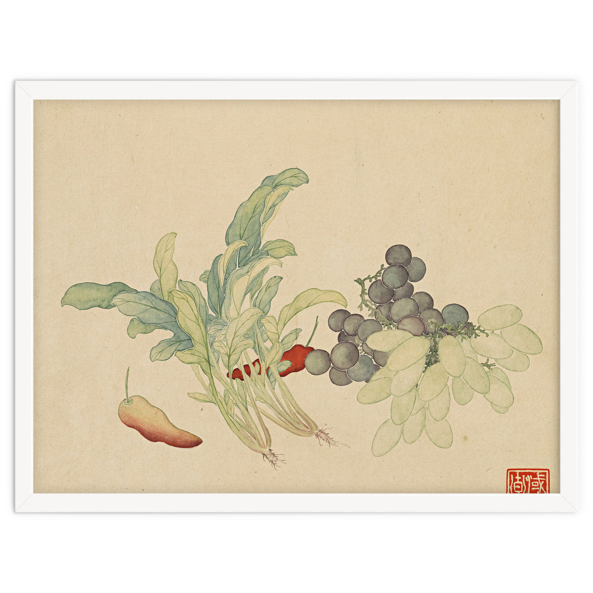 Wang Chengyu ~ Flowers And Vegetables, Vegetables, Fruits, Peppers, Millet Hot, Grapes, Spinach