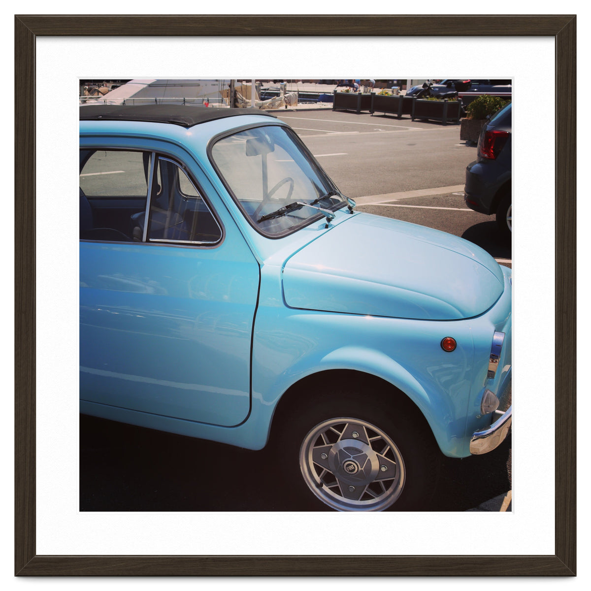 Pale blue Fiat 500