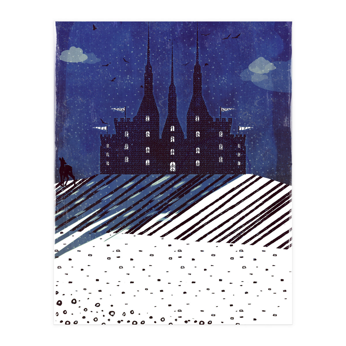 Castle on the hill at night (Print Only)