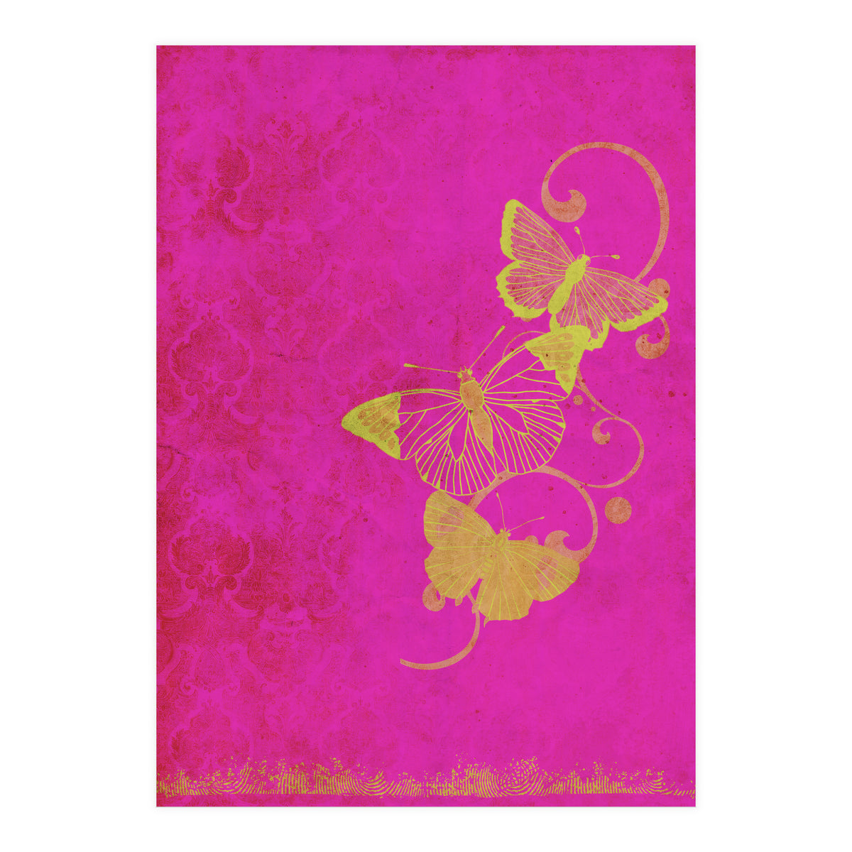 Yellow Butterflies on Pink (Print Only)