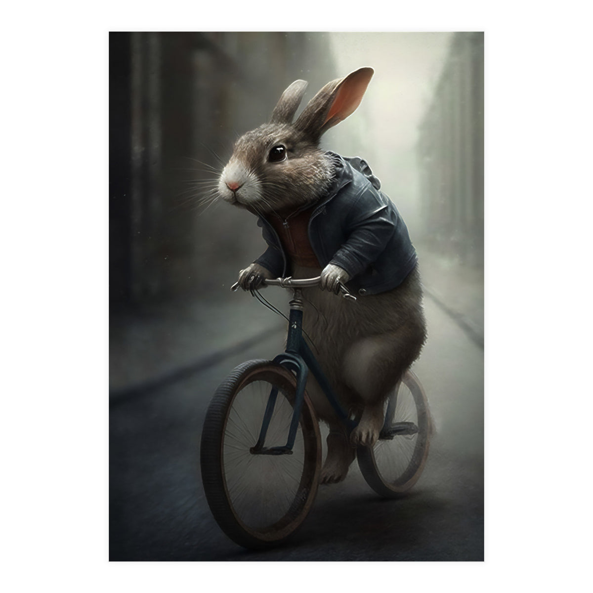 Rabbit Riding a Bicycle (Print Only)