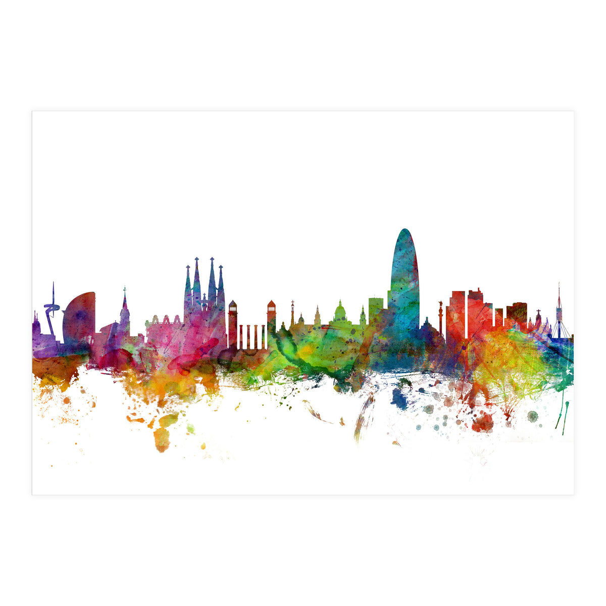Barcelona Spain Skyline (Print Only)