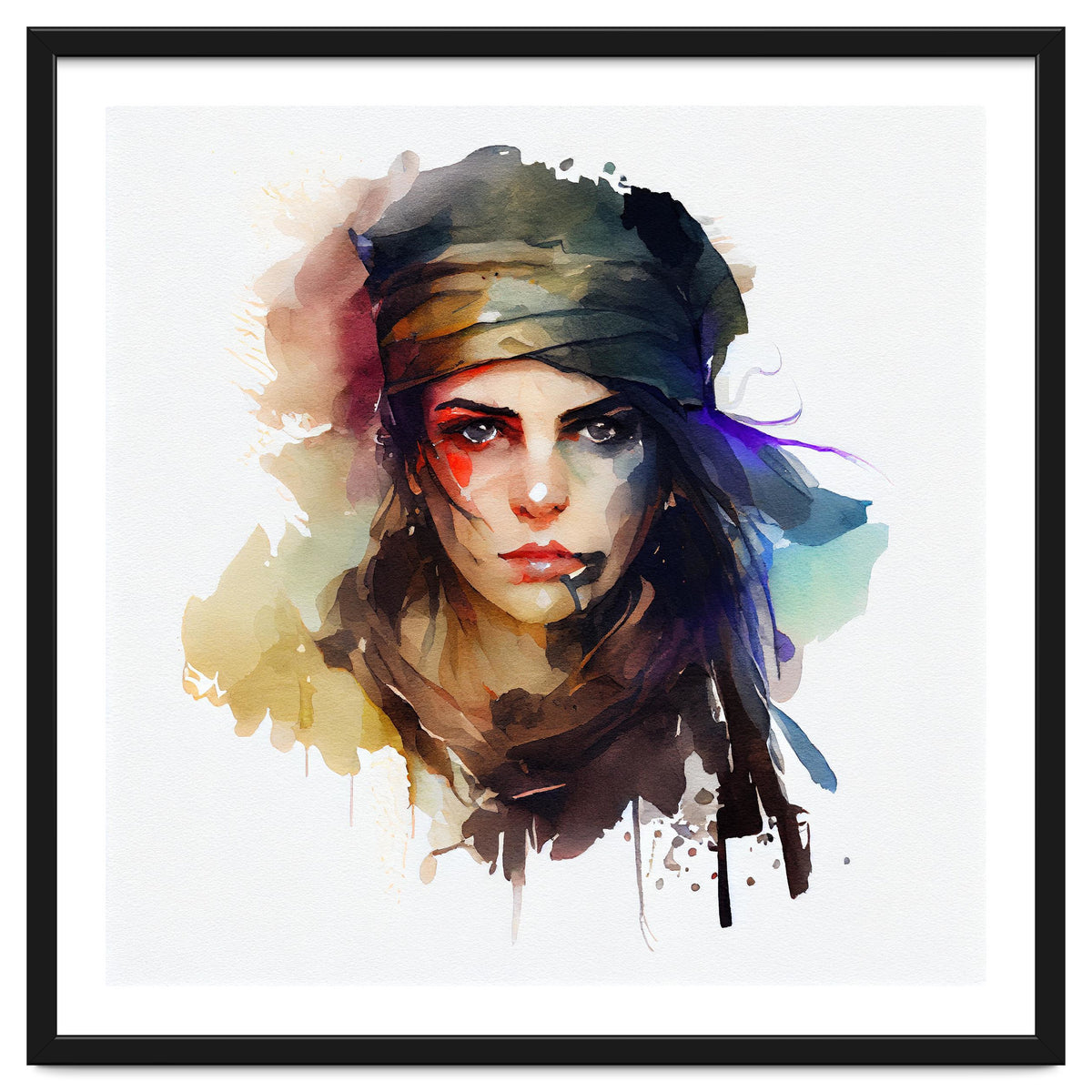 Watercolor Pirate Woman #1