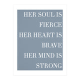 Fierce, Brave, Strong Female Empowerment Quote Blue (Print Only) thumbnail