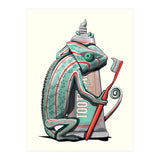 Chameleon Brushing Teeth, Funny Bathroom Humour (Print Only) thumbnail