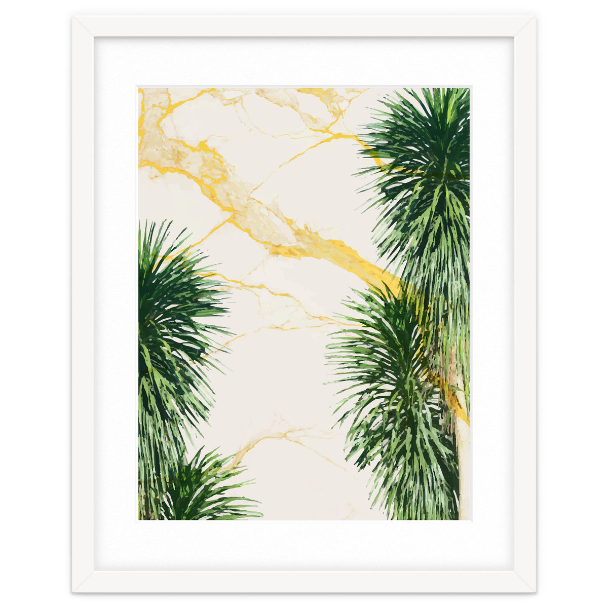 Gold marble texture with palm tree