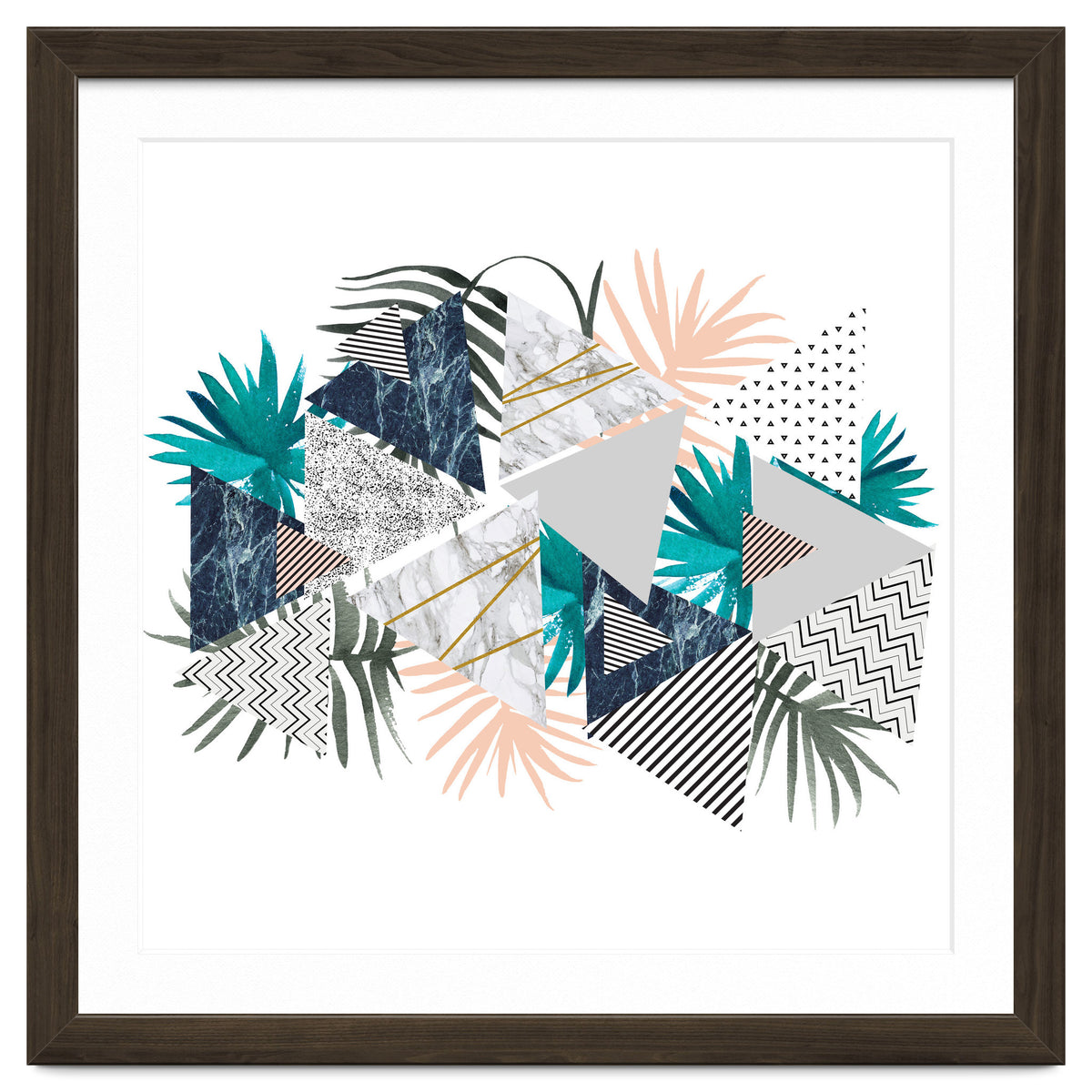 Abstract of geometric patterns with plants and marble I