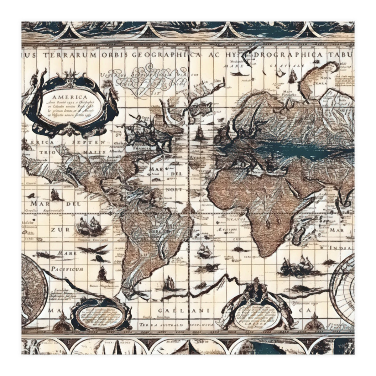 Antique Mapa Mundi revisited (Print Only)
