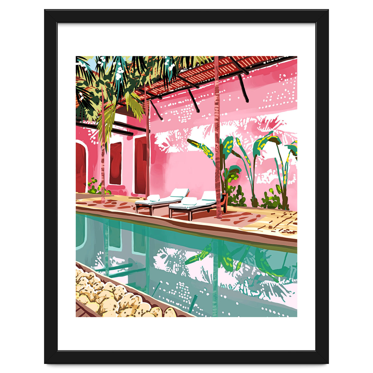Vacay Villa | Blush Pink Summer Architecture | Tropical Travel Building | Palm Bohemian Resort