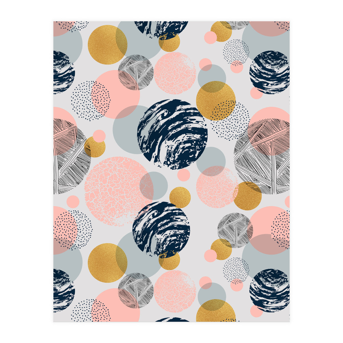 Pattern of abstract textured circles  (Print Only)