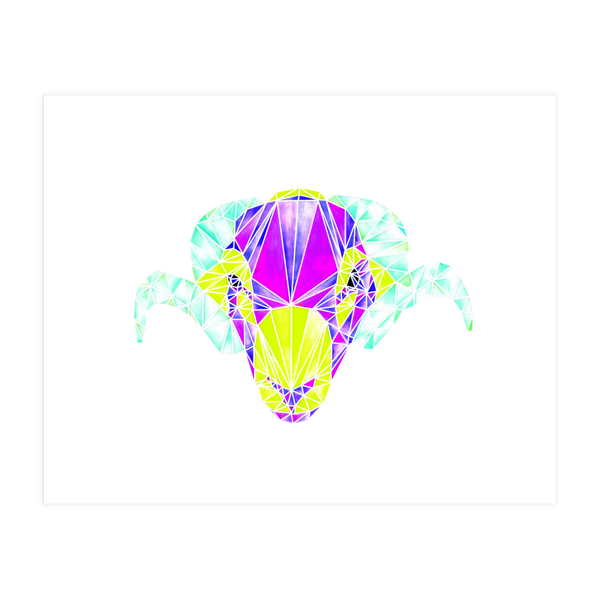 Colourful Geometric Swaledale Sheep Tup with White Lines (Print Only)
