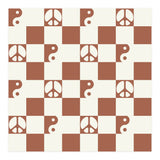 Checkered Peace Symbol & Yin Yang Pattern \\ Beige & Brown Color Palette (Print Only) thumbnail