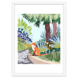 Fox in The Garden | Animals Wildlife Botanical Nature Painting | Boho Colorful Jungle Illustration thumbnail