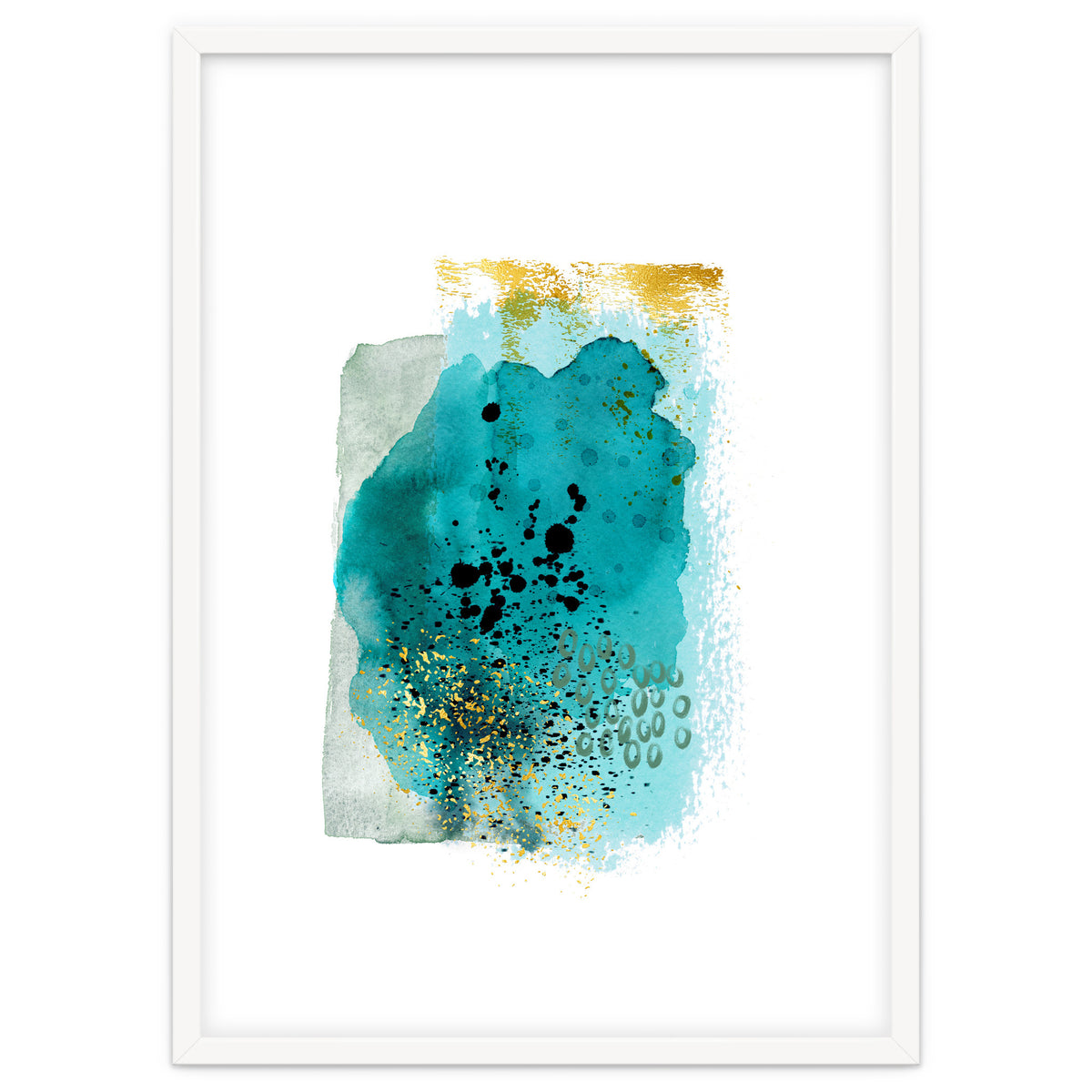 Abstract watercolour turquoise and gold