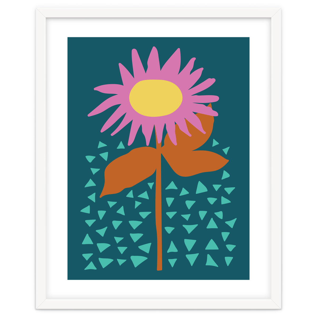 Pink Flower on Teal