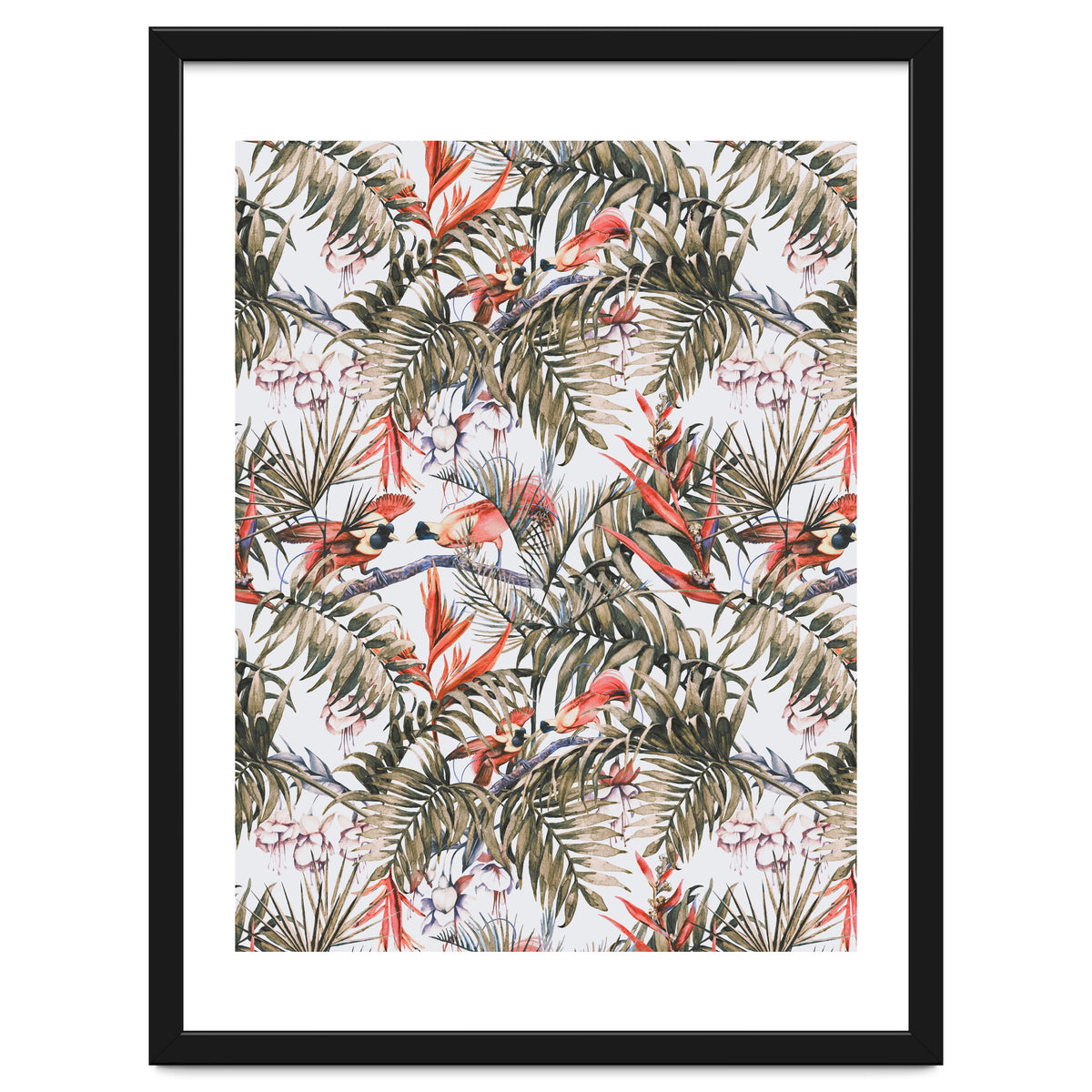 Exotic birds in the jungle paradise