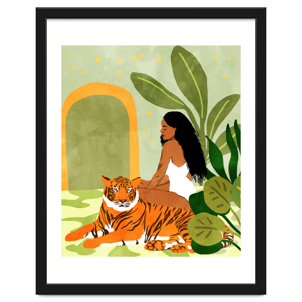 Just You & Me | Tiger Urban Jungle Friendship | Wild Cat Bohemian Black Woman with Pet