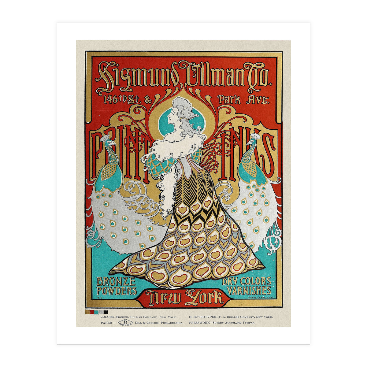 Sigmund Ullman Bronze Powders Advertisement (With Peacocks) (Print Only)